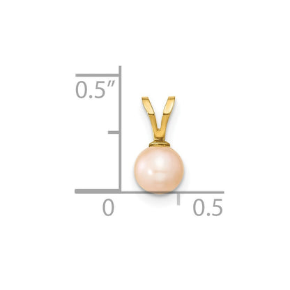 14k Yellow Gold Gold 5-6mm Pink Round Pink Freshwater Cultured Pearl Pendant