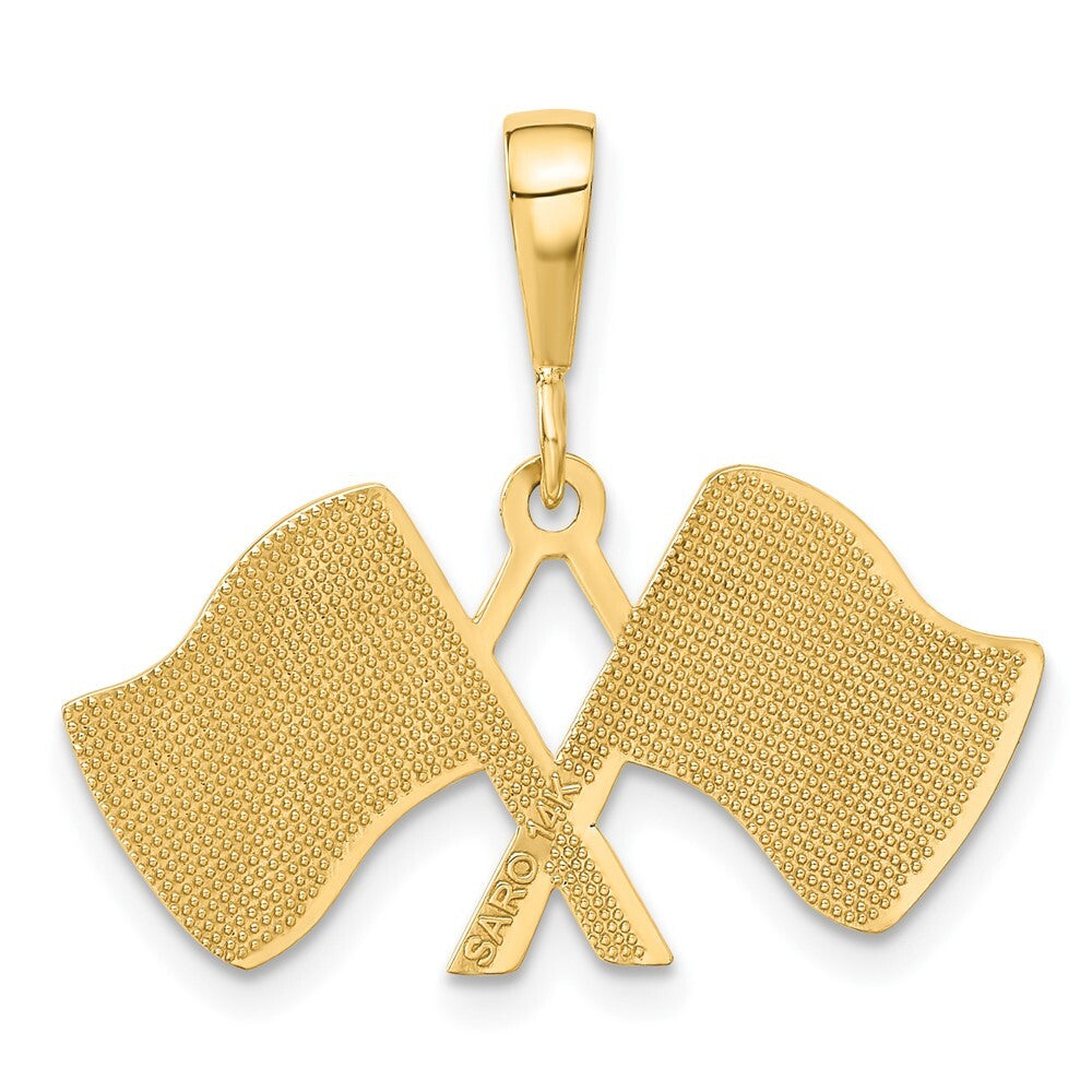 14k Yellow Gold Racing Flags Pendant for Women