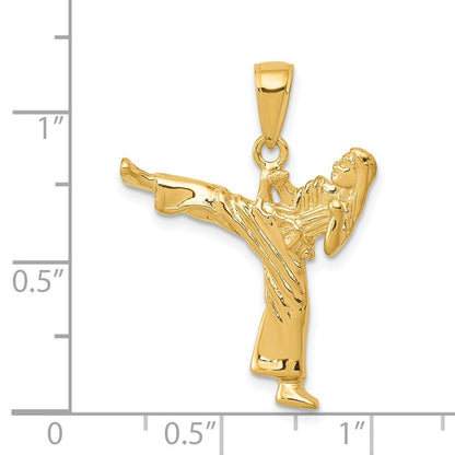 14k Yellow Gold Girl Karate Charm Pendant