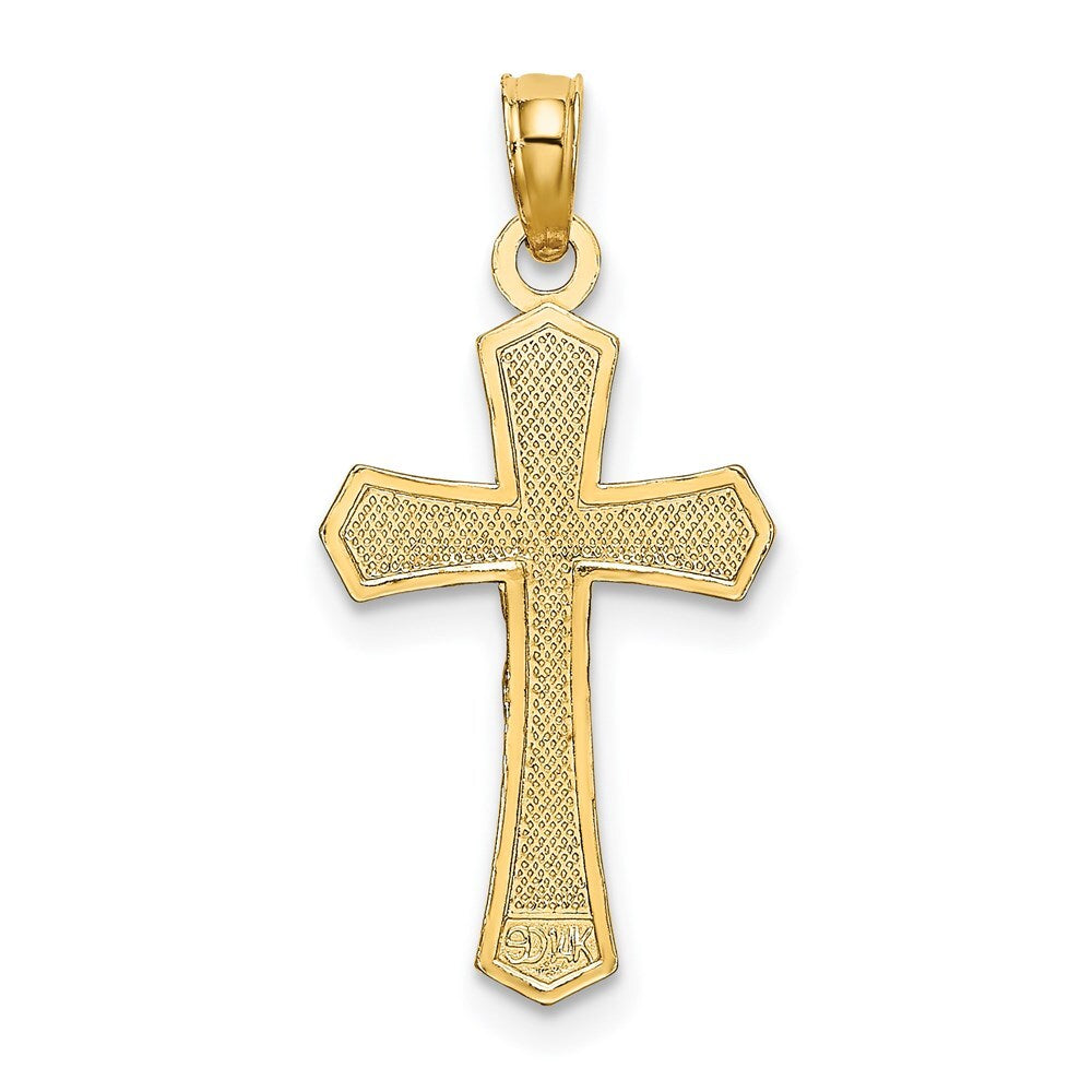 14k Yellow Gold Crucifix  Beveled Edges Charm Pendant for Women