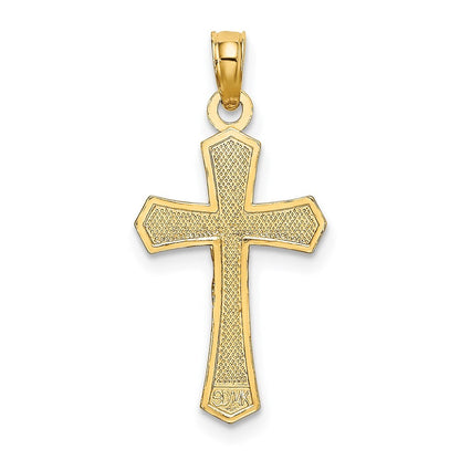 14k Yellow Gold Crucifix  Beveled Edges Charm Pendant for Women