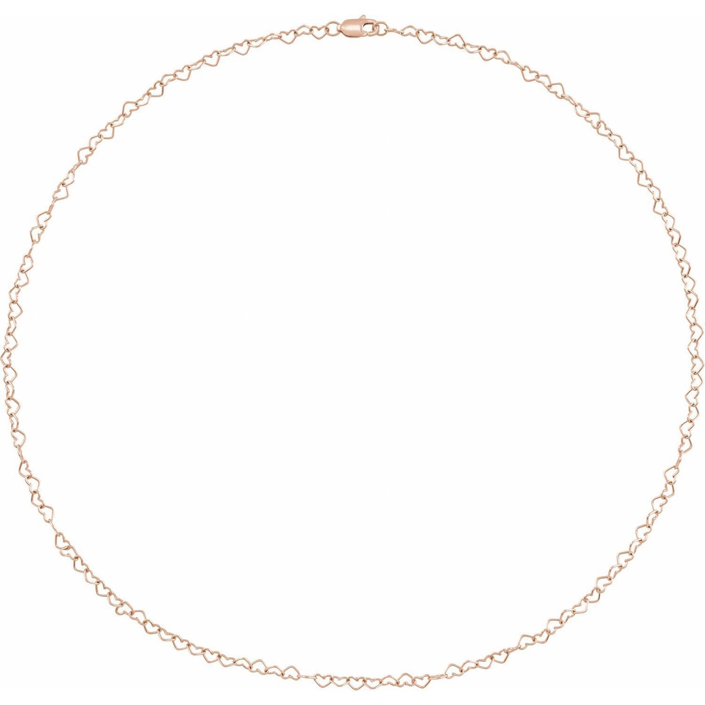 14k Rose Gold 3.2 mm Heart 16" Chain Necklace Fine Gift for Women