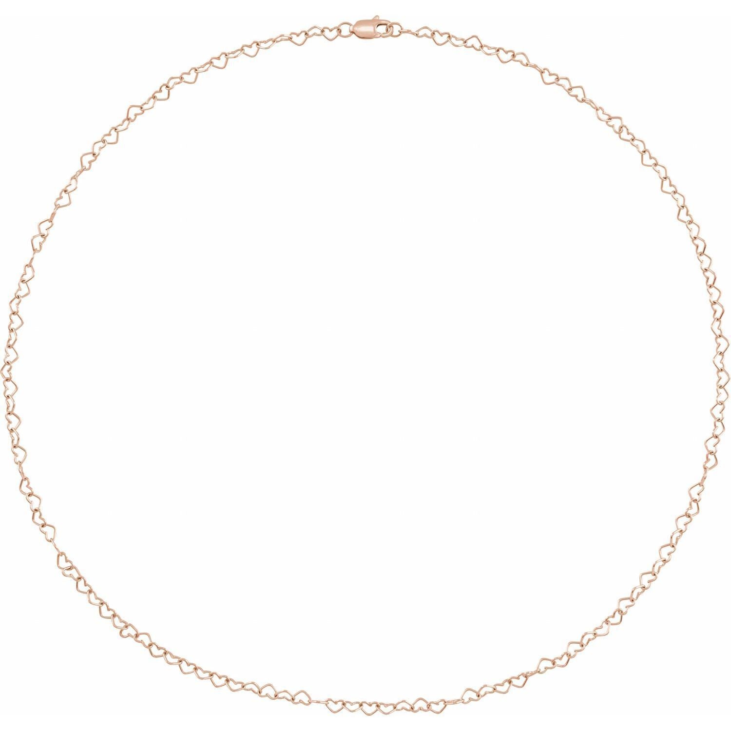 14k Rose Gold 3.2 mm Heart 16" Chain Necklace Fine Gift for Women