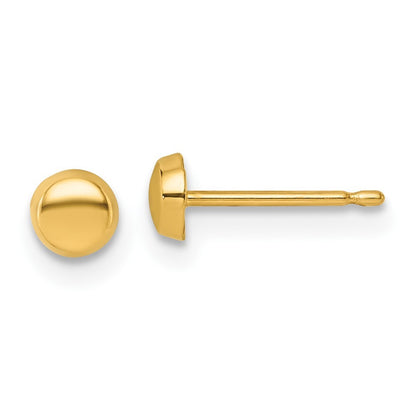 14k Yellow Gold Polished 4mm Button Earrings