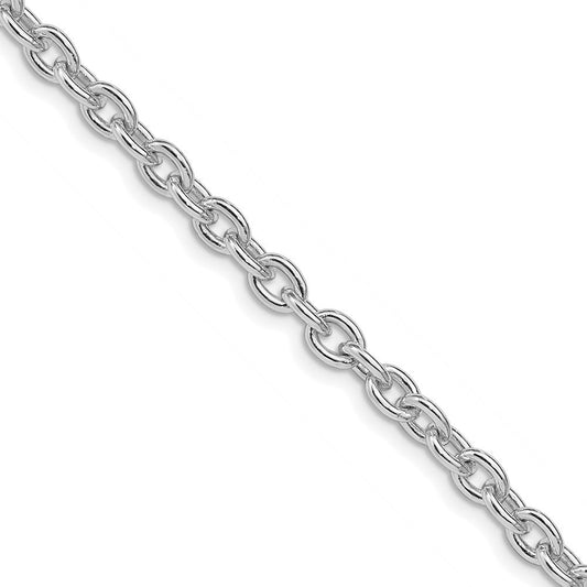 Sterling Silver Rhodium-plated 4.5mm Cable Chain Necklace