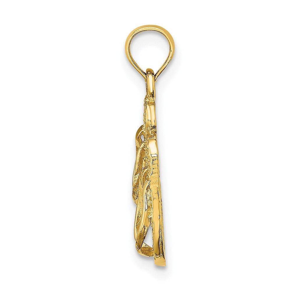 14k Yellow Gold 3D Solid Polished HAWAII Flip-Flops Charm Pendant