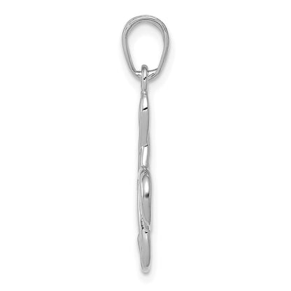 14k White Gold 3-D Treble Clef Pendant for Women