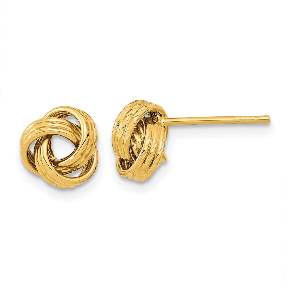 14k Yellow Gold Polished Love knot Stud Earrings Gift for Women