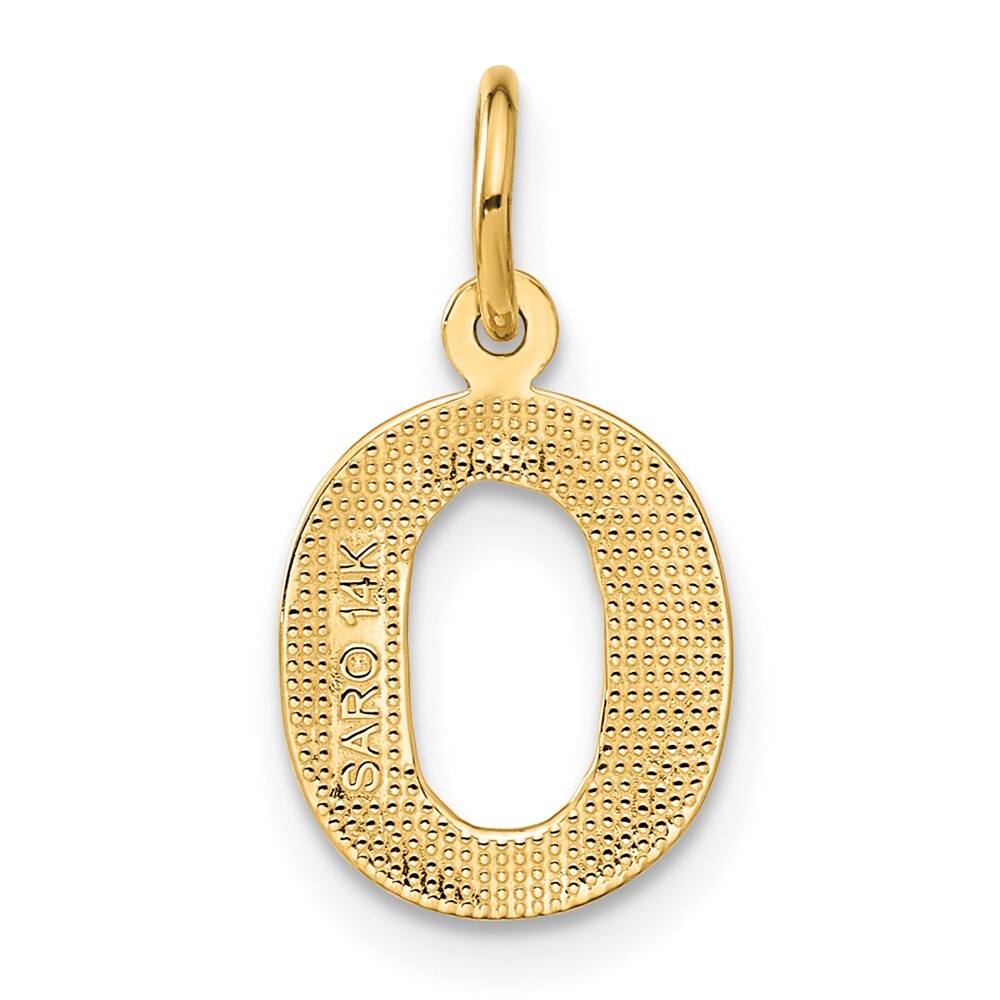 14k Yellow Gold Satin Diamond-cut Letter O Initial Charm Pendant for Women