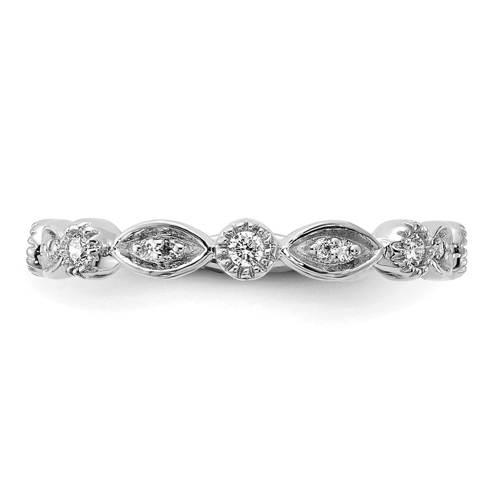 14k White Gold Diamond Fancy Band Size 7