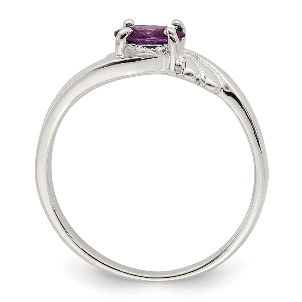 Sterling Silver Purple Oval Cubic Zirconia Ring Size 7