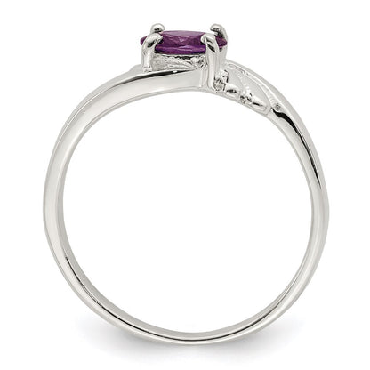 Sterling Silver Purple Oval Cubic Zirconia Ring Size 7