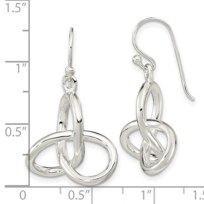 Sterling Silver Polished Knot Dangle Shephard Hook Earrings