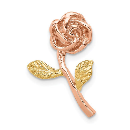 14k Two-tone Gold Rose Chain Slide Pendant for Women
