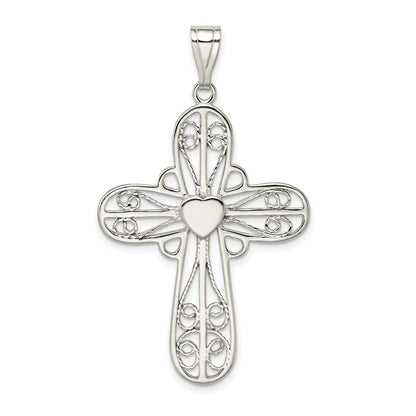 Sterling Silver Heart Cross Pendant Holiday Gift for Women