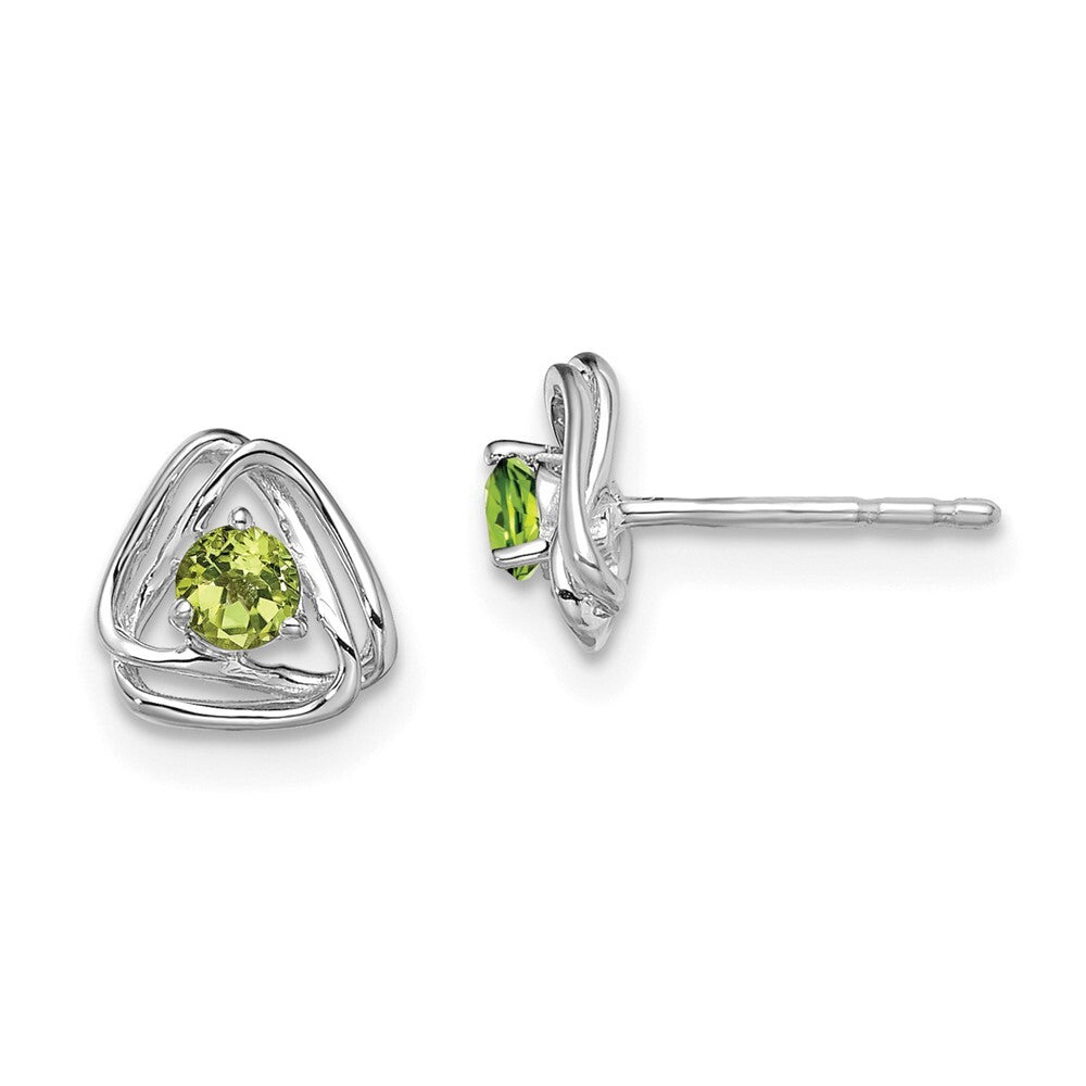 14k White Gold Peridot Stud Earrings Gift for Women