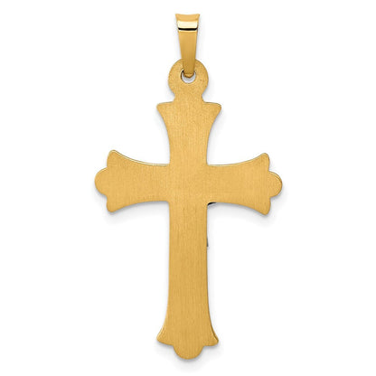 14k Two-tone Gold Textured and Polished INRI Crucifix Cross Pendant