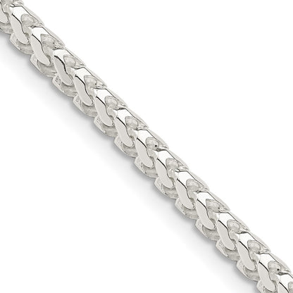 Sterling Silver 3.1mm Diamond-Cut Square Franco Chain Necklace