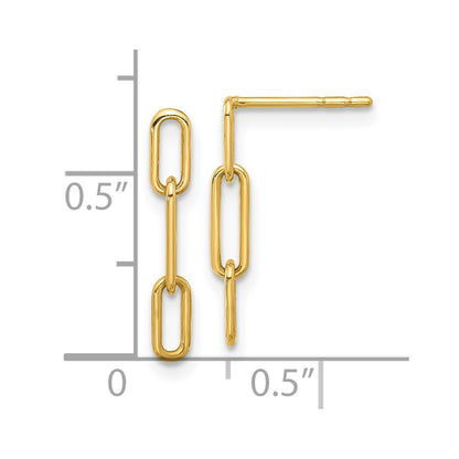 14k Yellow Gold Polished Open Link Dangle Earrings Gift for Women