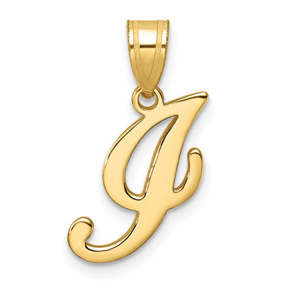 14k Yellow Gold Script Letter I Initial Pendant for Women
