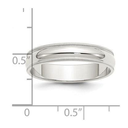 Sterling Silver 5mm Half Round Milgrain Size 7 Band Ring