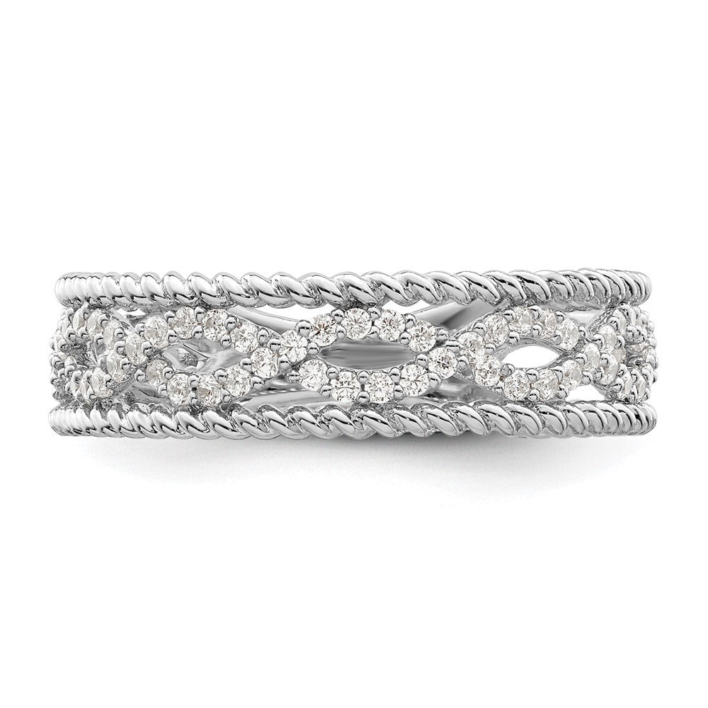 Sterling Silver Rhodium plated CZ Band Size 7