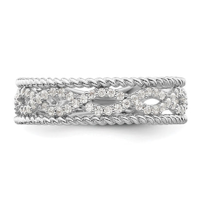 Sterling Silver Rhodium plated CZ Band Size 7