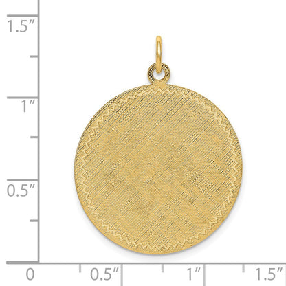 14k Yellow Gold Patterned .018 Gauge Circular Engravable Disc w Satin Back