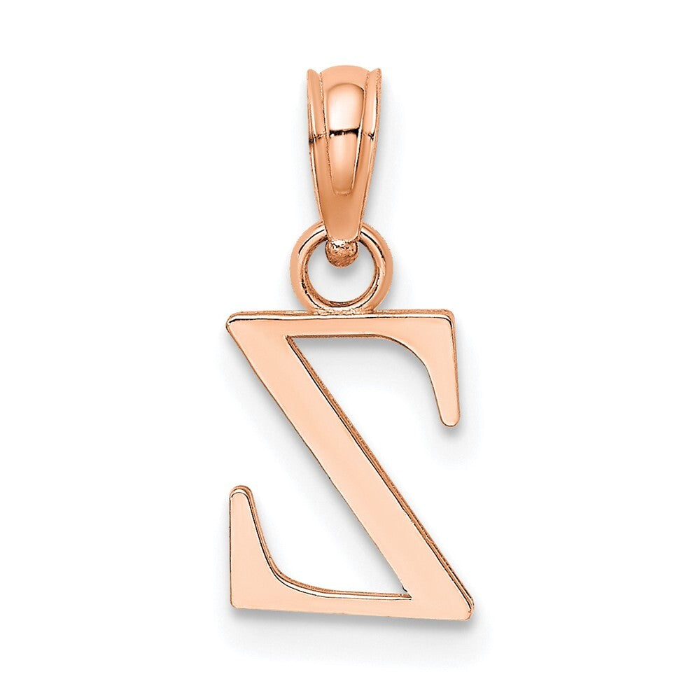 14k Rose Gold Polished Block Letter Z Initial Pendant for Women