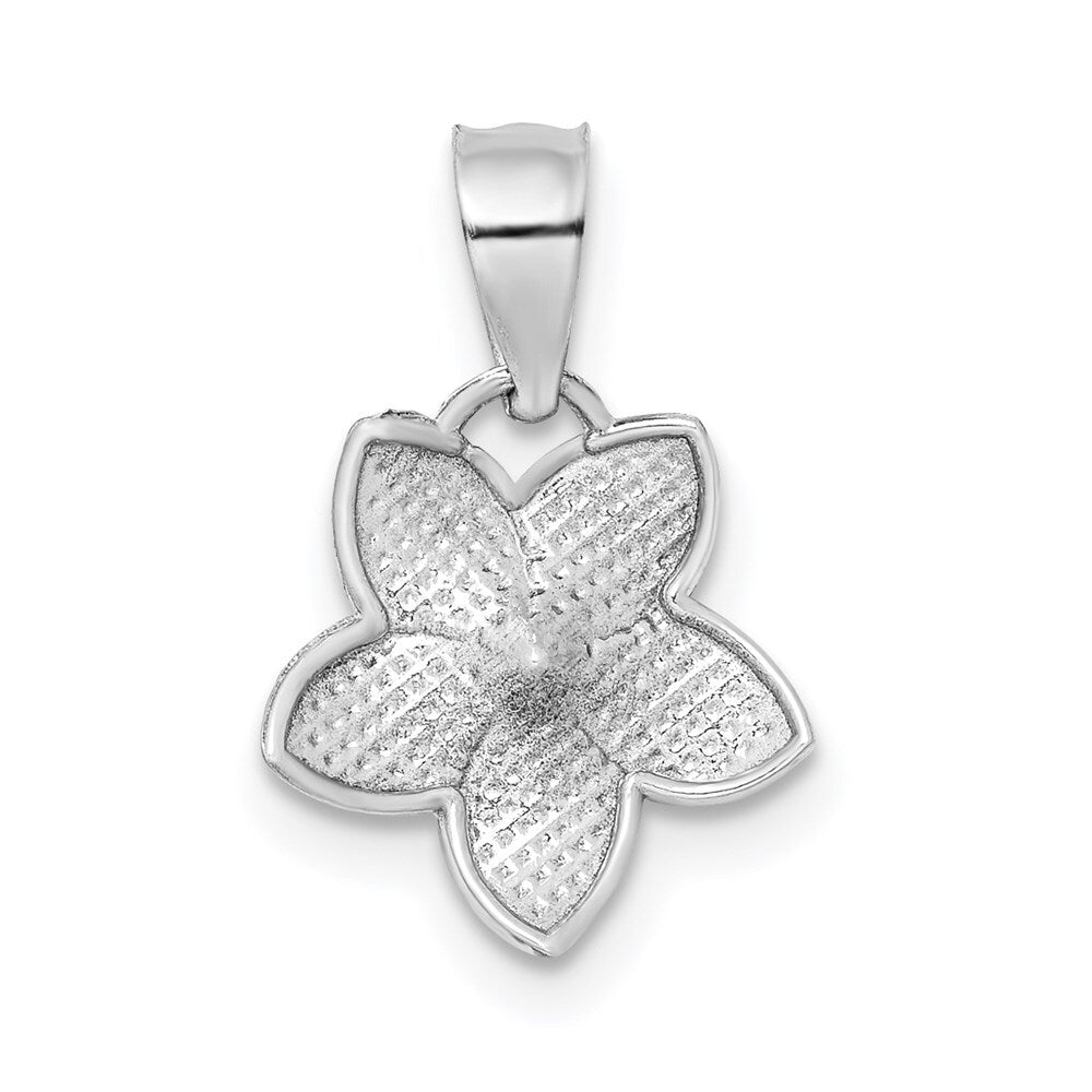 14k White Gold White Polished Mini Plumeria Pendant for Women