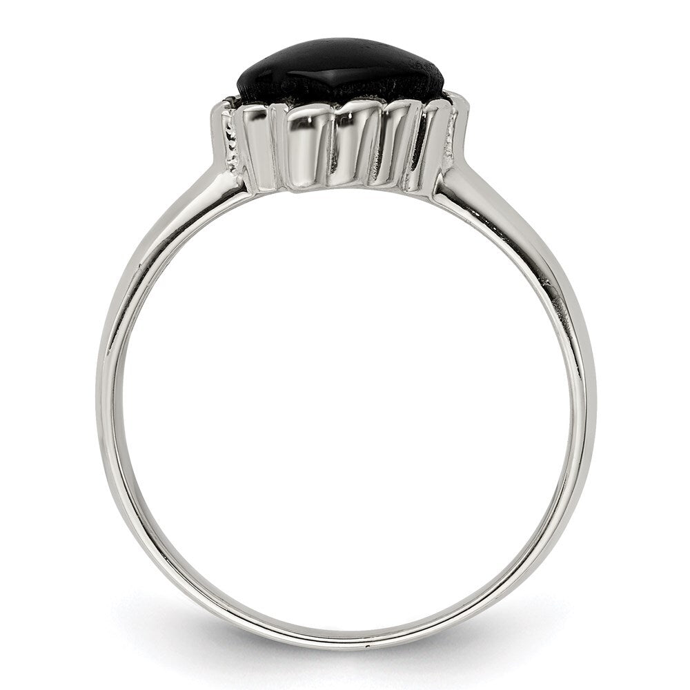 Sterling Silver Onyx Heart Ring Size 7