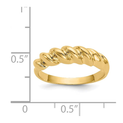 14K Yellow Gold Polished Twisted Dome Ring
