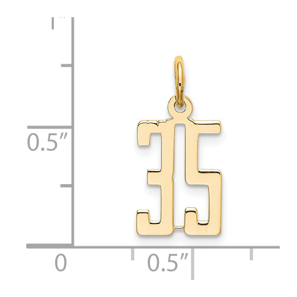 14k Yellow Gold Small Elongated Number 35 Charm Pendant for Women