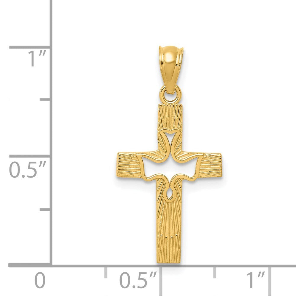 14k Yellow Gold Dove Cross Pendant