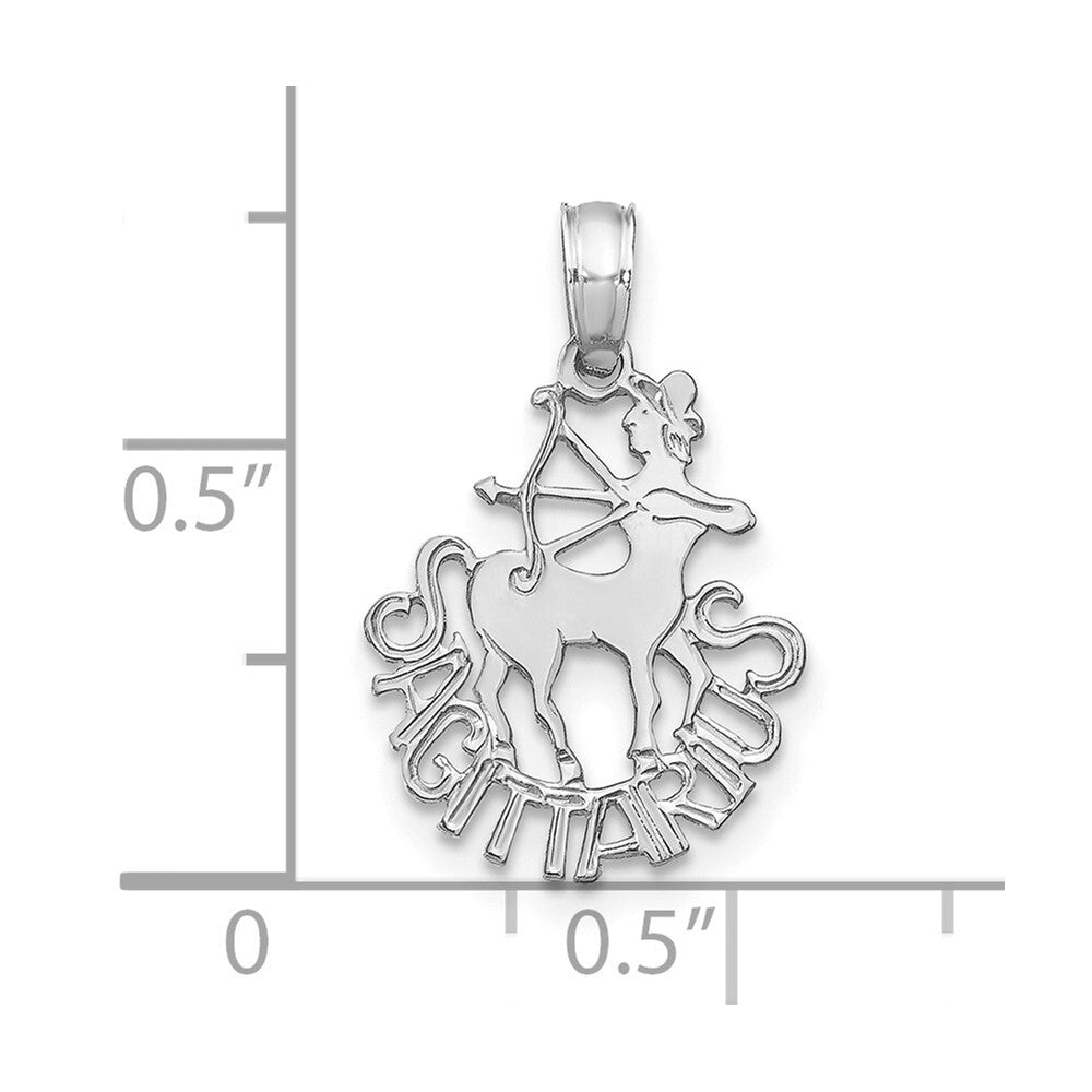 14k White Gold WG SAGITTARIUS Zodiac Charm Pendant for Women