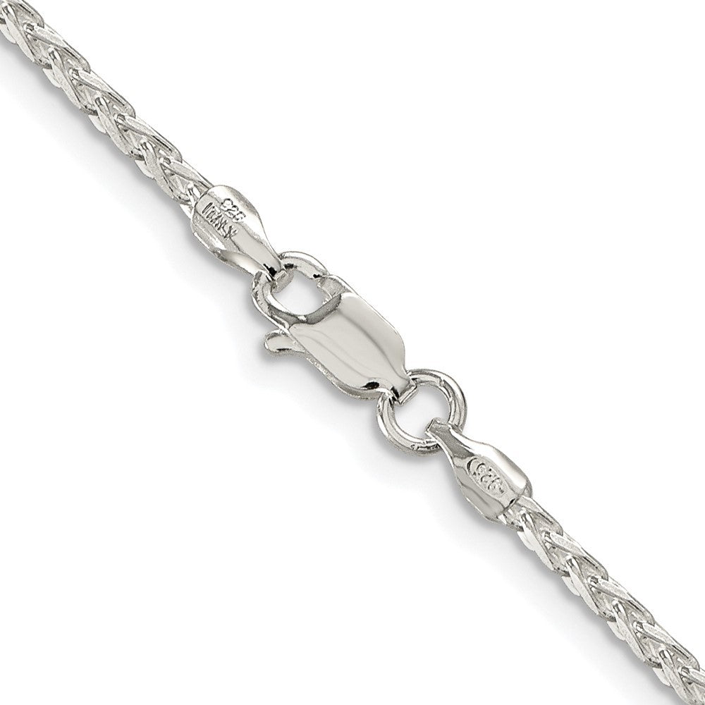Sterling Silver Rhodium-plated 2.15mm Diamond-cut Round Spiga Chain Necklace