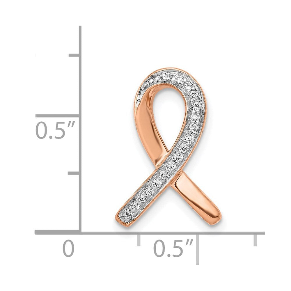 14k Rose Gold Diamond Awareness Chain Slide Pendant for Women