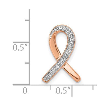 14k Rose Gold Diamond Awareness Chain Slide Pendant for Women