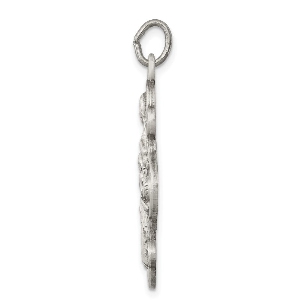 Sterling Silver Antiqued 4-way Medal Pendant Holiday Gift for Women