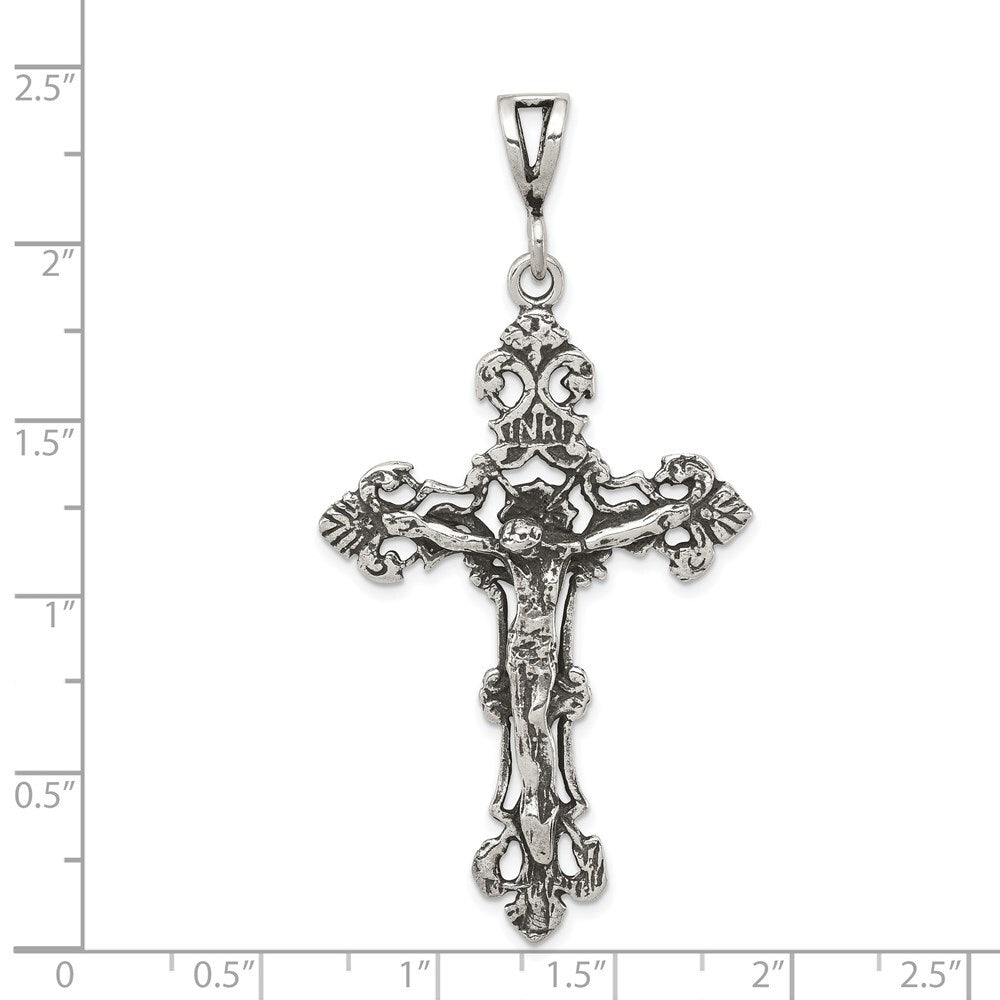 Sterling Silver Antiqued Crucifix Charm Holiday Gift for Women