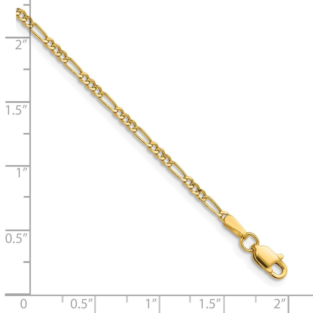 14k Yellow Gold 1.9mm Semi-Solid Figaro Chain Bracelet