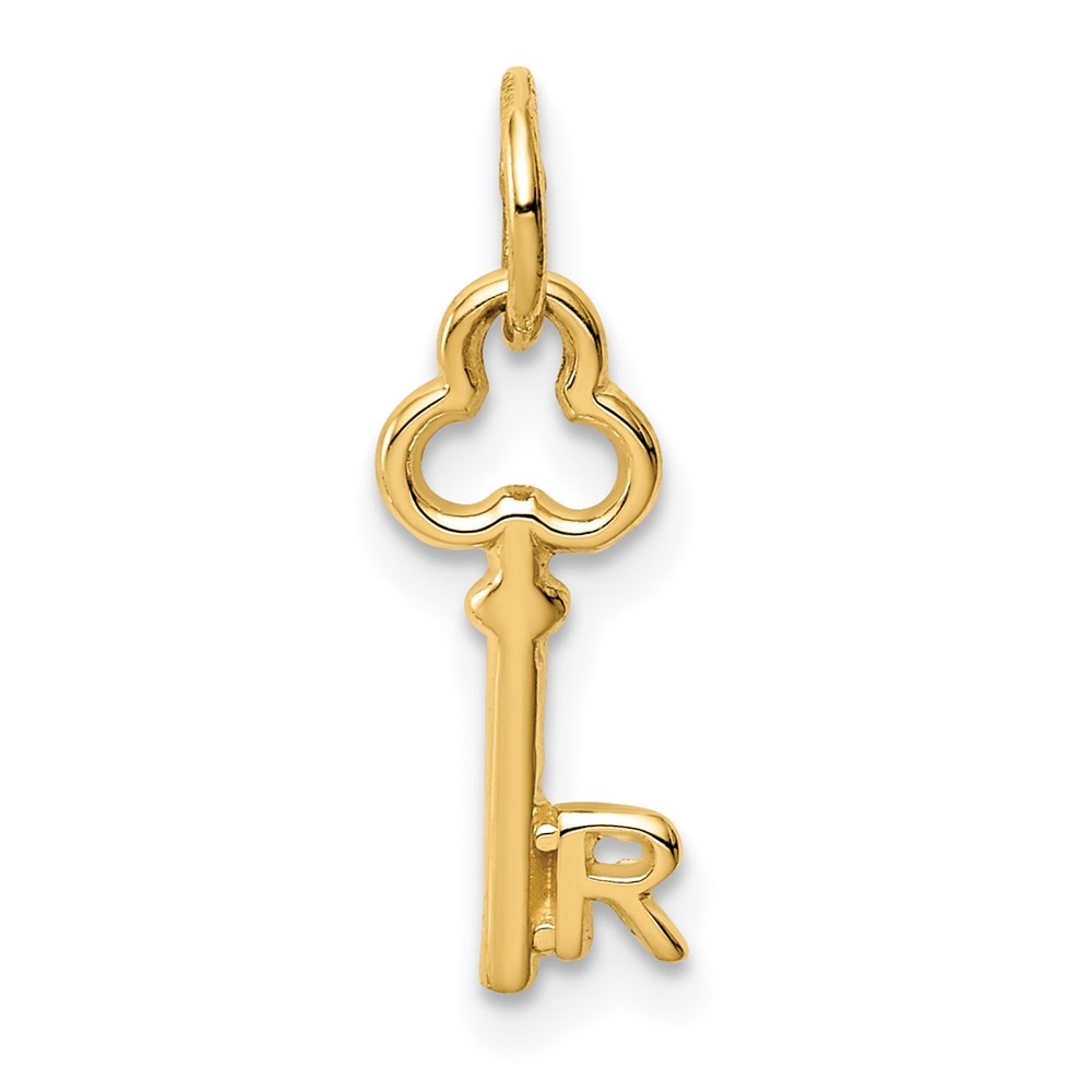 14k Yellow Gold Key Letter R Initial Charm Pendant