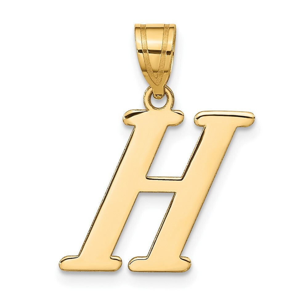 14k Yellow Gold Polished Letter H Initial Pendant for Women