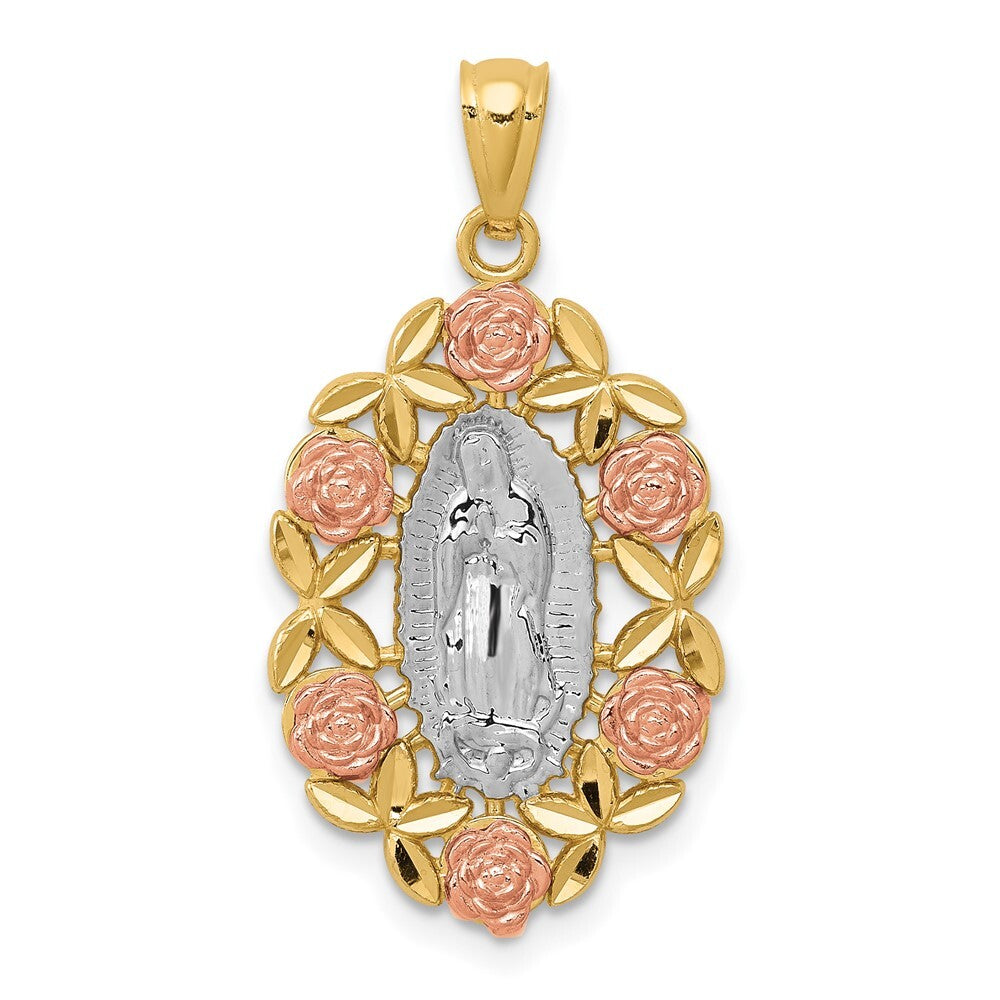 14k Two-tone Gold White Rhodium Guadalupe Pendant for Women