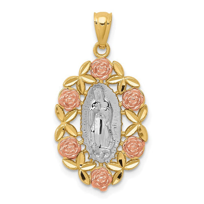 14k Two-tone Gold White Rhodium Guadalupe Pendant for Women