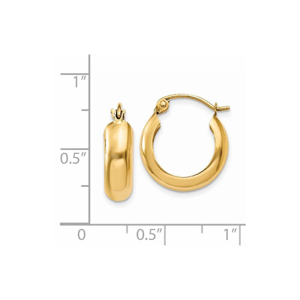 14k Yellow Gold Polished 4.75mm Round Hoop Earrings Gift for Women