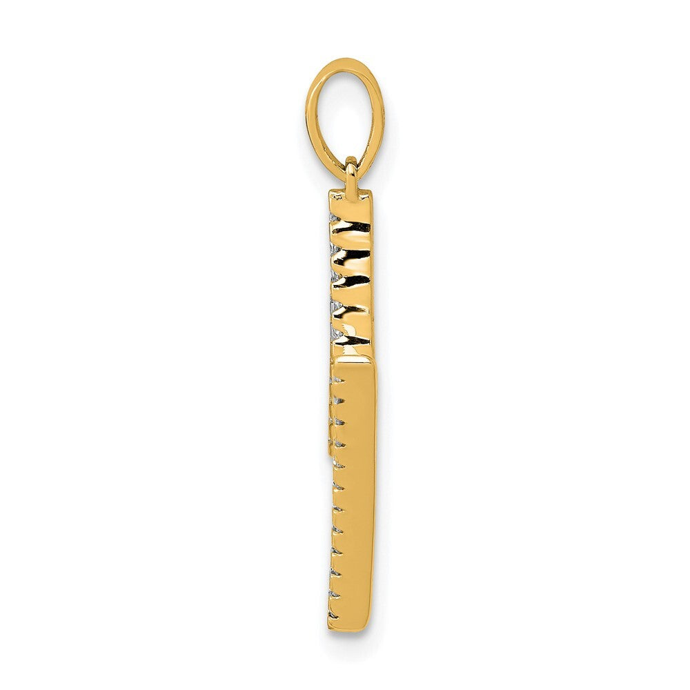 14k Yellow Gold Diamond Letter M Initial Pendant for Women