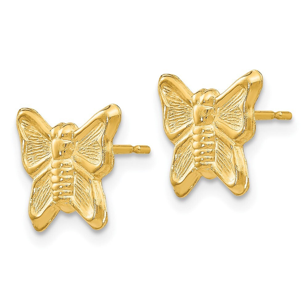14k Yellow Gold Butterfly Stud Earrings Gift for Women
