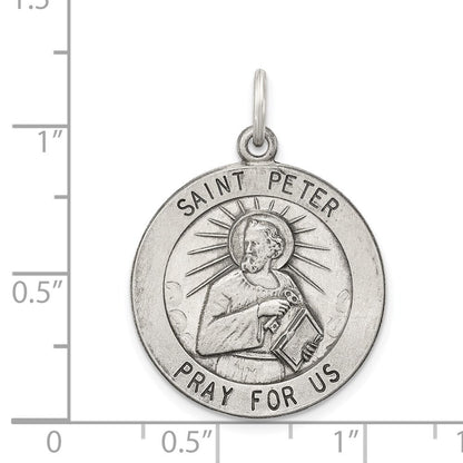 Sterling Silver Antiqued Saint Peter Medal Pendant
