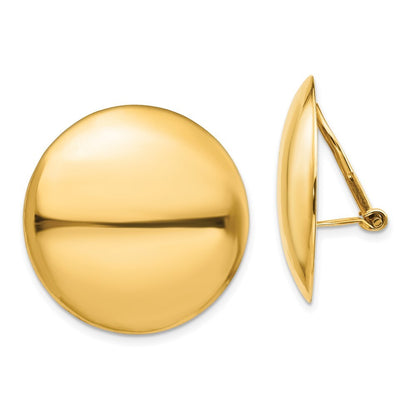 14k Yellow Gold Omega Clip Polished Non-pierced Stud Earrings